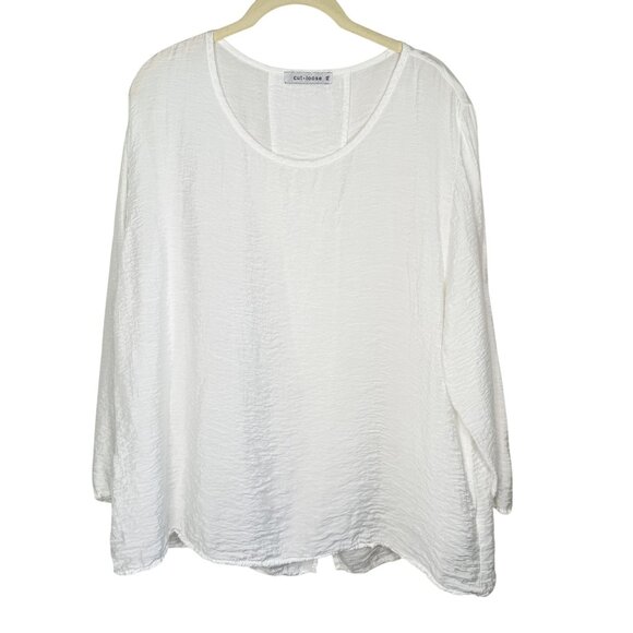 Cut Loose White Crinkle Long Sleeve Blouse, XL - Picture 2 of 9